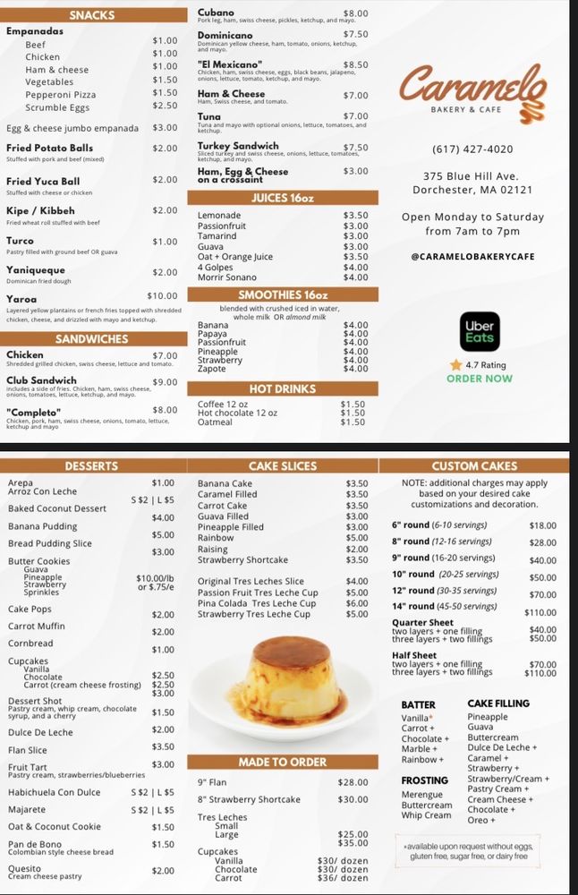 CARAMELO BAKERY & CAFE Updated April 2024 375 Blue Hill Ave, Boston