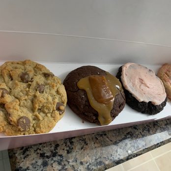 Crumbl - Brandon - Milk choco chip, salted caramel, dark chocolate strawberry icing, birthday cake! - Bakeries Near Me - Brandon, Florida
