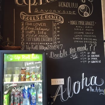 Up Roll Cafe - Honolulu - Menu on the wall - Sushi Bars Near Me - Honolulu, Hawaii Up Roll Cafe - Honolulu - Menu on the wall - Sushi Bars Near Me - Honolulu, Hawaii