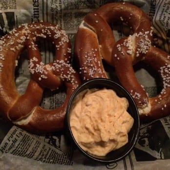 Penn Brewery - Pretzels with bier cheese. I personally wasn't a fan of the stiff, whipped texture of the cheese, though the flavor was good. - German Near Me - Pittsburgh, Pennsylvania