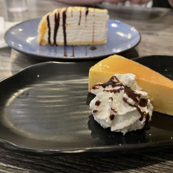 Motto Ramen - crepe cake (back) and mini yuzu cheesecake (front) - Ramen Near Me - Westminster, California