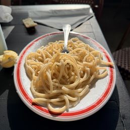 Kids butter noodles - menu says shells but it came out as this noodle Kids butter noodles - menu says shells but it came out as this noodle