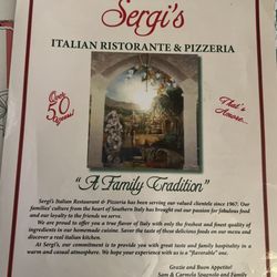 Sergi's Italian Restaurant, Pizzeria & Banquet Hall - Menu