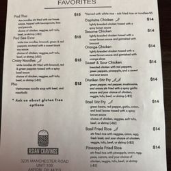 Asian Cravings - Menu front