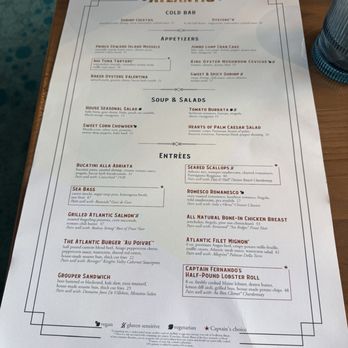 Atlantic - Menu - Seafood Near Me - Orlando, Florida
