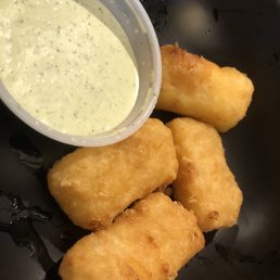 Mac n cheese bites with cilantro lime sauce