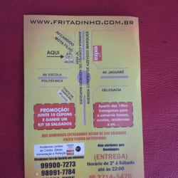 Fritadinho - Back part of menu with extra phone numbers.