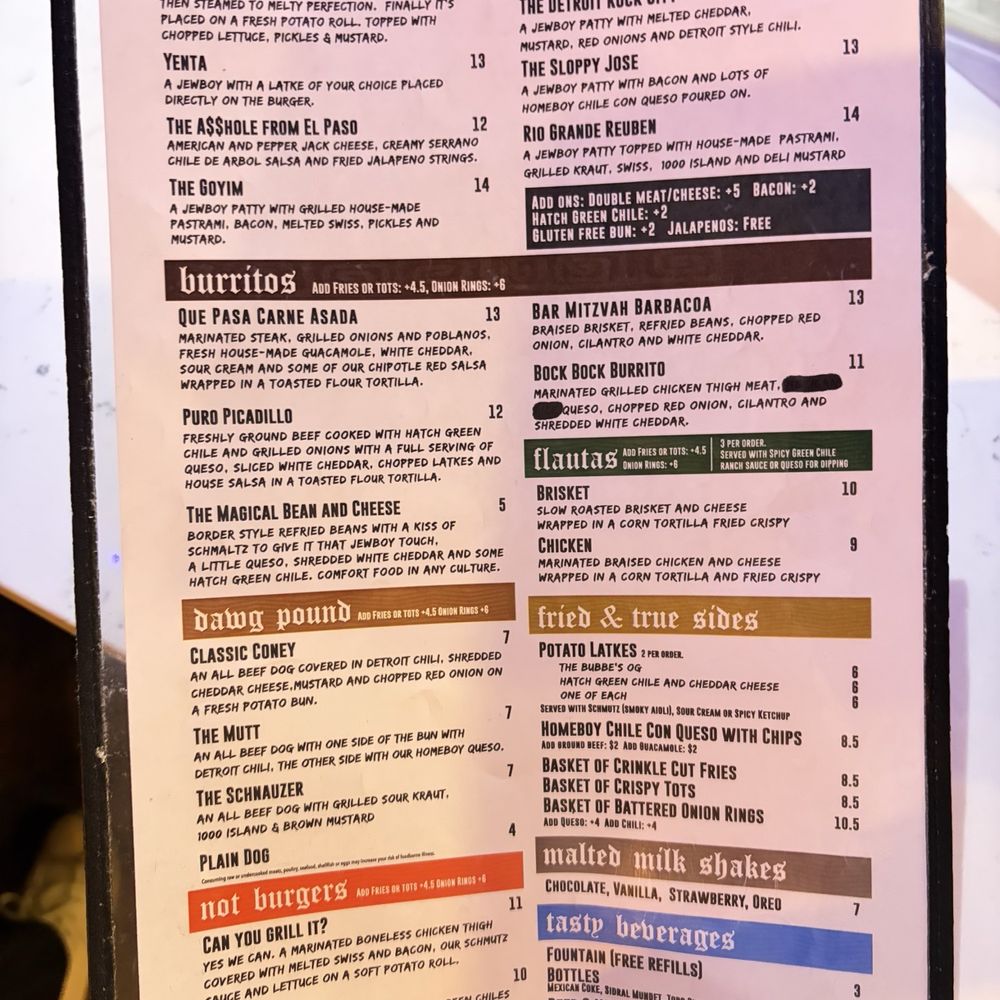 Jewboy Burgers - menu - Burgers Near Me - Austin, Texas Jewboy Burgers - menu - Burgers Near Me - Austin, Texas