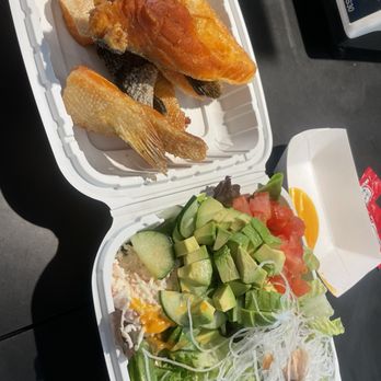 Aloha Cones - Salmon Salad with Salmon skin and side of salmon bellleeehhhh - Sushi Bars Near Me - Honolulu, Hawaii Aloha Cones - Salmon Salad with Salmon skin and side of salmon bellleeehhhh - Sushi Bars Near Me - Honolulu, Hawaii