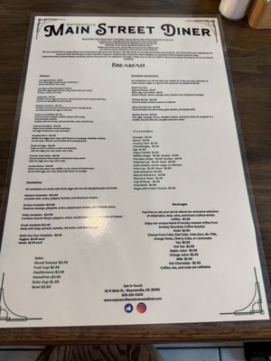 Menu photo 7 Main Street Diner Waynesville, NC