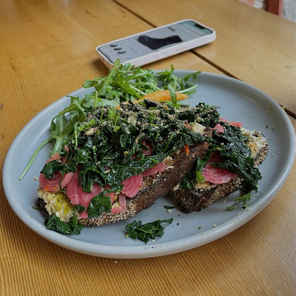 Standard Fare - Hummus toast with kale, beet, and dukkah - Coffee & Tea Near Me - Berkeley, California Standard Fare - Hummus toast with kale, beet, and dukkah - Coffee & Tea Near Me - Berkeley, California