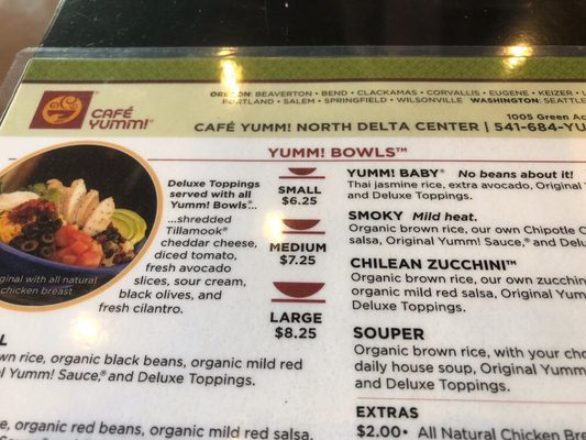 Menu photo 1 Cafe Yumm! - North Delta Center Eugene, OR