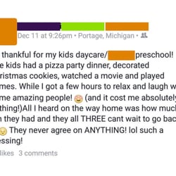 Bullfrogs & Butterflies Christian Learning Center & Preschool - A parent's response to date night, a quarterly family event.