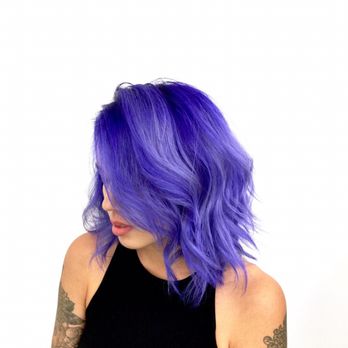 Choppy Mid Length Haircut With Violet To Amethyst Color Melt