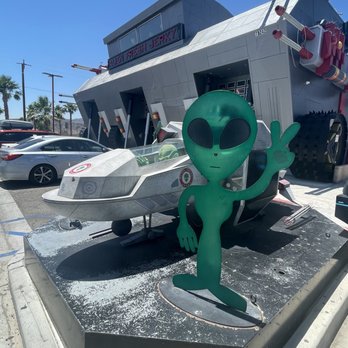Alien Fresh Jerky - The old space ship from when alien jerky was still starting out, and the amazing new storefront mother ship - Meat Shops Near Me - Baker, California Alien Fresh Jerky - The old space ship from when alien jerky was still starting out, and the amazing new storefront mother ship - Meat Shops Near Me - Baker, California