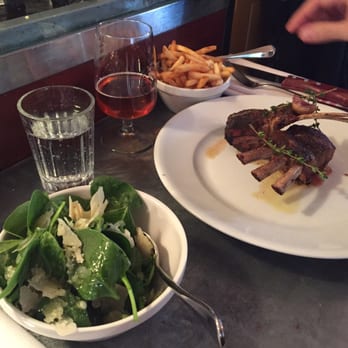 Mäster Anders - Rack of lamb, chips and spinach salat. Tasted amazing! - Brasseries Near Me - Stockholm, Alberta