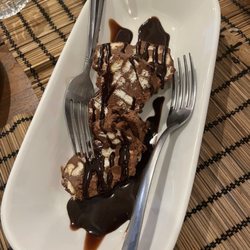 La Fonda - Chocolate Chorizo which consisted of chocolate I cream filled with crispy cookies with hot fudge drizzled on top