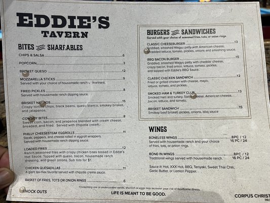 Menu photo 1 Eddie's Tavern Corpus Christi Corpus Christi, TX Menu photo 1 Eddie's Tavern Corpus Christi Corpus Christi, TX