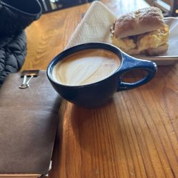 Lavender latte and a brekkie sandwich Lavender latte and a brekkie sandwich