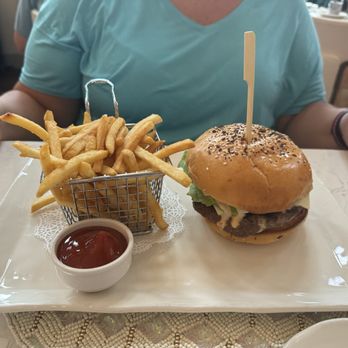 The Audrey - The Audrey Burger - wagyu, white American, butter lettuce, tomato, onion, dill pickle - New American Near Me - The Woodlands, Texas
