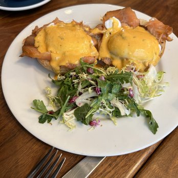 Zinnia - Eggs benedict with Salmon - Cocktail Bars Near Me - Silver Spring, Maryland