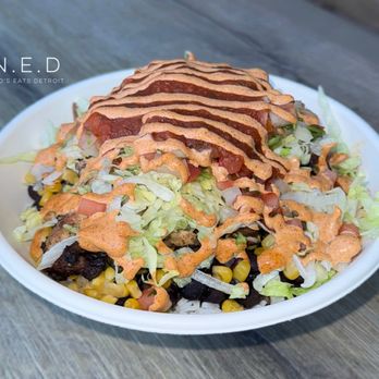 Agave and Lime - "Build Your Own" Bowl with Cilantro Lime Rice, Adobo Chicken, Black Beans, Lettuce, Pico de Gallo, Corn, Salsa Roja, and Truck Sauce - Food Trucks Near Me