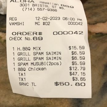 Aloha Hawaiian BBQ - Enough food for 3 people with leftovers. BBQ chicken plate is much better value than the Hawaiian bbq mixed plate - Hawaiian Near Me - Costa Mesa, California