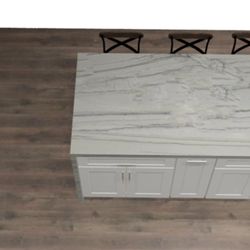 Alba Kitchen and Bath - Waterfall countertop on the island rendering