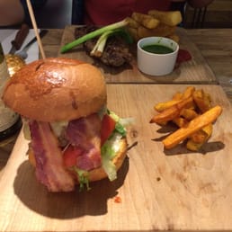 The burger with sweet potato fries