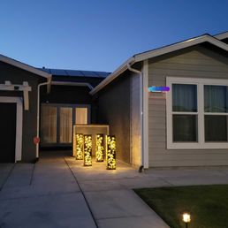 Jerome cut into the cement, ran electrical to each light pillar, anchored them down and the wire is hidden in plain sight, great job! Jerome cut into the cement, ran electrical to each light pillar, anchored them down and the wire is hidden in plain sight, great job!