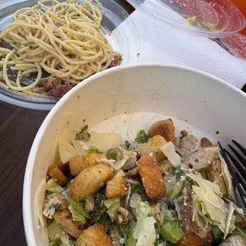 Pastaphony Fullerton - Buttered bacon spaghetti and chicken caesar salad - Italian Near Me - Fullerton, California Pastaphony Fullerton - Buttered bacon spaghetti and chicken caesar salad - Italian Near Me - Fullerton, California