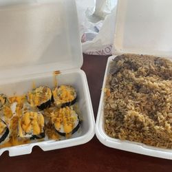 Yum Yum Main Street - Left: 911 Roll   Right: Hibachi Chicken
