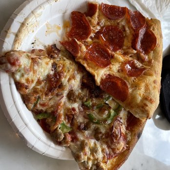 My Own Pizza - Pepperoni and supreme slices - too hungry so took a bite before the pic - Pizza Near Me - Washington, DC, District of Columbia
