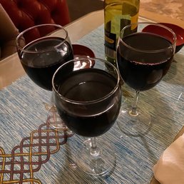 They brought us wine glasses and a cork for the wine we brought. They brought us wine glasses and a cork for the wine we brought.