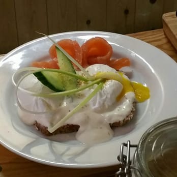 Scandinavian Embassy - Salt cured salmon poached eggs, Danish rye bread, sheep yogurt blended with Swedish caviar leek - Coffee & Tea Near Me - Amsterdam, New Hampshire Scandinavian Embassy - Salt cured salmon poached eggs, Danish rye bread, sheep yogurt blended with Swedish caviar leek - Coffee & Tea Near Me - Amsterdam, New Hampshire