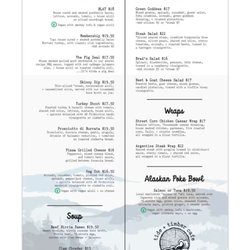 Menu as of September 25, 2026
