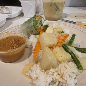 Thai Time North Park - Yellow curry, no spice   and spring rolls with tofu. Do yourself a favor and order an extra peanut sauce, even if you have to pay for it - Thai Near Me - San Diego, California
