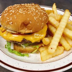 Piccadilly Grill - Classic Burger  (beef patty-cheese-lettuce-onion-tomato-house sauce-fries)