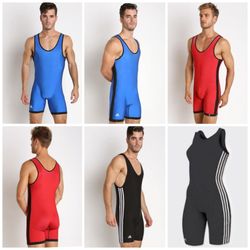 Adidas Wrestling Singlet available in solid black & reversible red/blue for youth & adult sizes! Women's singlet available in black.
