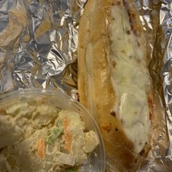 Pellegrino Importing Company - Eggplant parm sandwich (small) and yummy potato salad.