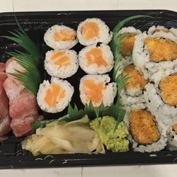 Sakura Organic - Fatty tuna nigiri, salmon roll, and spicy salmon roll