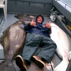 Fishing with Rye - Captain Rye with 320 lbs Halibut & 300 lb Halibut in Alaska.