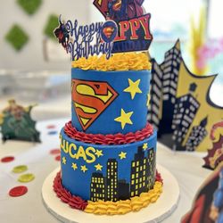 J&D Cakes - Superman themed birthday cake.