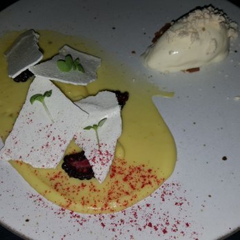 Stubborn Seed - Corn custard with blackberries and meringue - New American Near Me - Miami Beach, Florida Stubborn Seed - Corn custard with blackberries and meringue - New American Near Me - Miami Beach, Florida