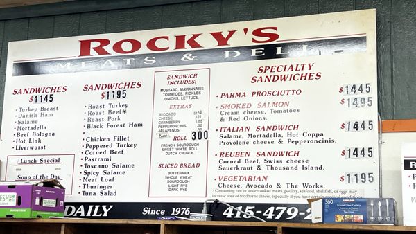 Menu photo 1 Rocky's Quality Meats San Rafael, CA Menu photo 1 Rocky's Quality Meats San Rafael, CA