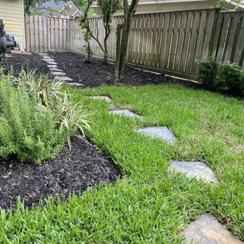 A.D.I Landscaping & Tree Service - New pathway back to the gate, you can also see backer board stone area - Landscaping Near Me - Houston, Texas