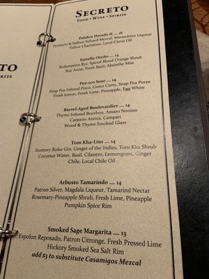 Menu photo 5 Secreto Lounge Santa Fe, NM