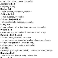 Ichiban Japanese Restaurant - Roll description 1