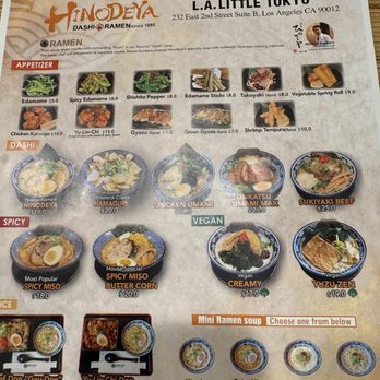 HINODEYA Ramen & Bar Little Tokyo - Grand Opening Menu - Ramen Near Me - Los Angeles, California HINODEYA Ramen & Bar Little Tokyo - Grand Opening Menu - Ramen Near Me - Los Angeles, California