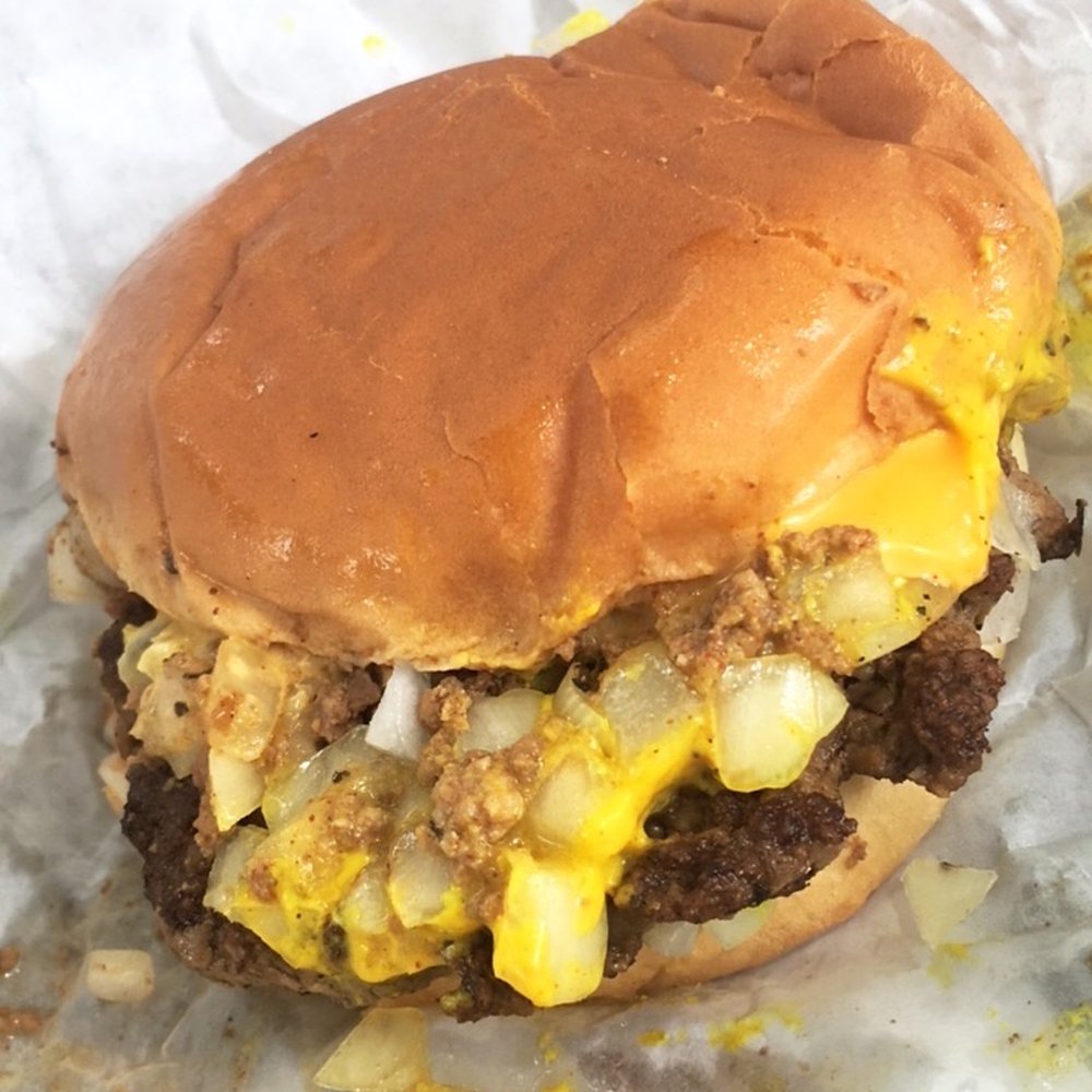 Bacon cheese burger, add chili with Mayo, mustard and onions! Bacon cheese burger, add chili with Mayo, mustard and onions!